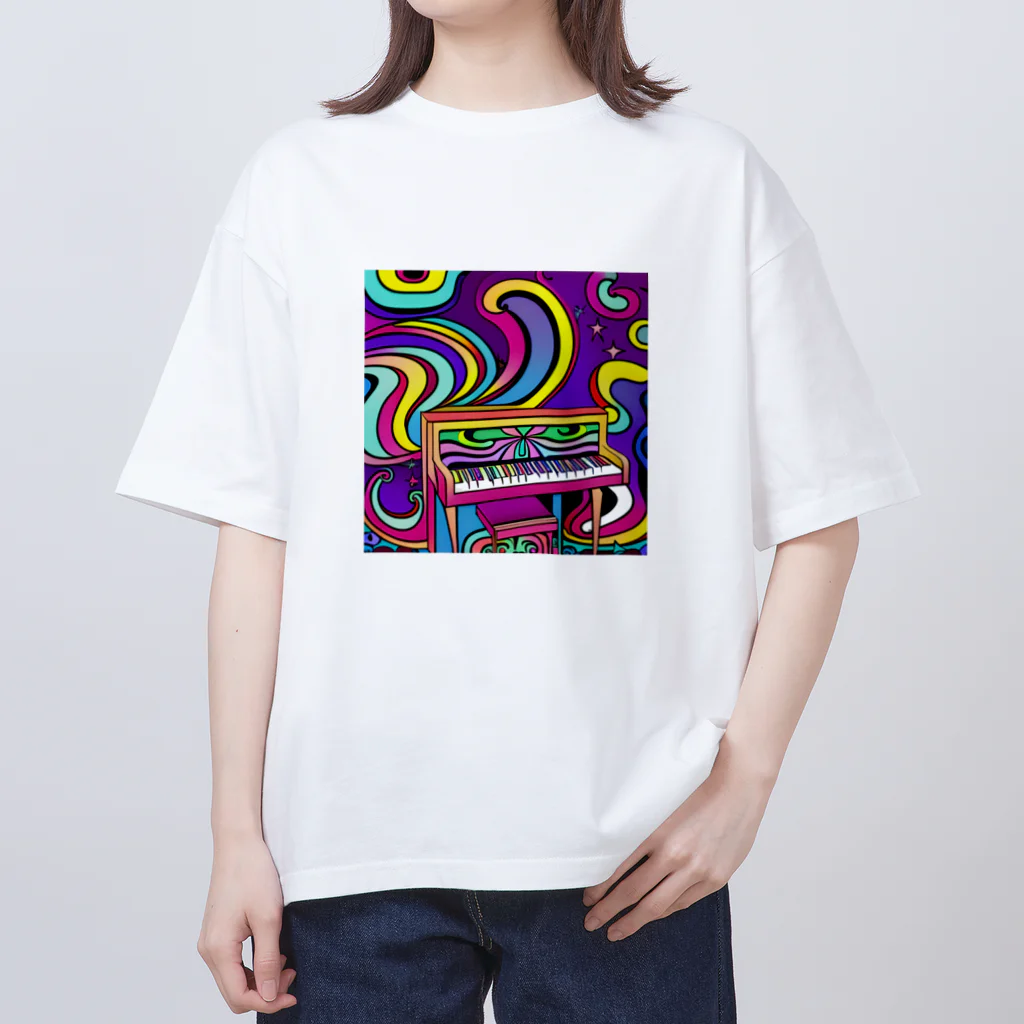 stugio_kの鮮やかなピアノ柄 オーバーサイズTシャツ