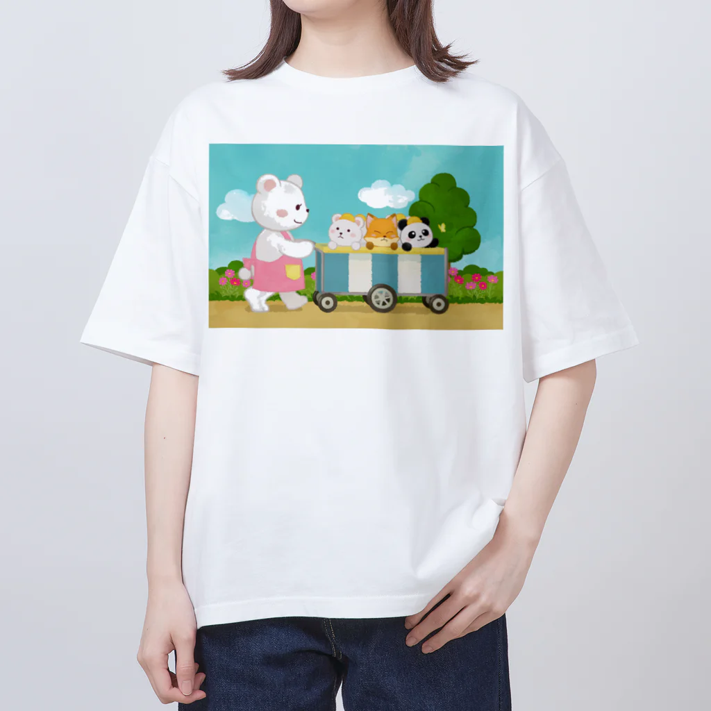 アプリコワークスのくまちゃん・みんなでお散歩 オーバーサイズTシャツ