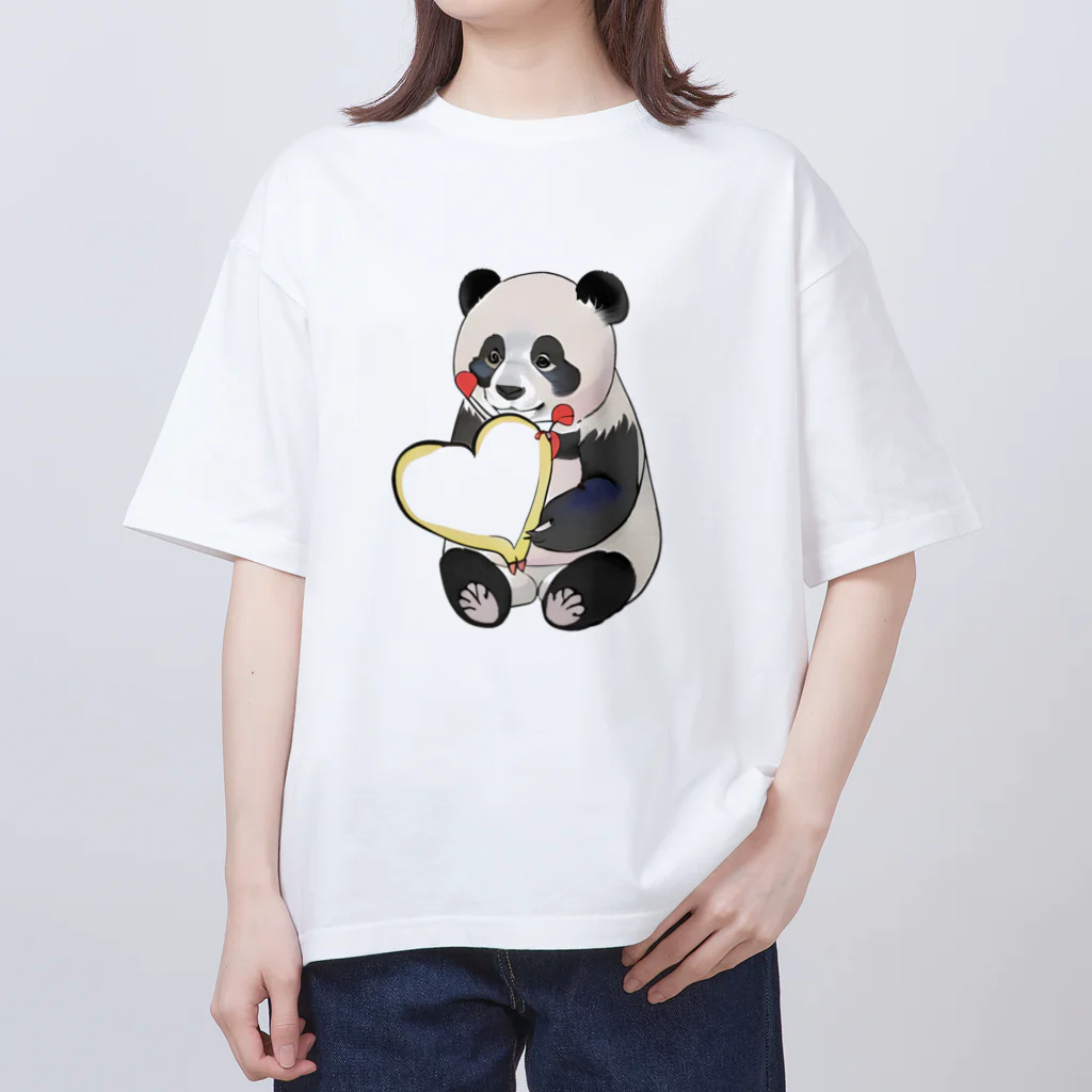 愛を届けるパンダの愛を送るパンダ Oversized T-Shirt
