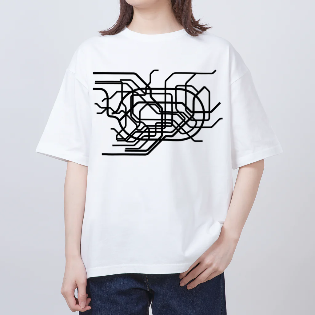 DRIPPEDの東京地下鉄路線図-東京メトロ路線図 ROUTE MAP TOKYO METROPOLITAN AREA-黒ラインバージョン- Oversized T-Shirt