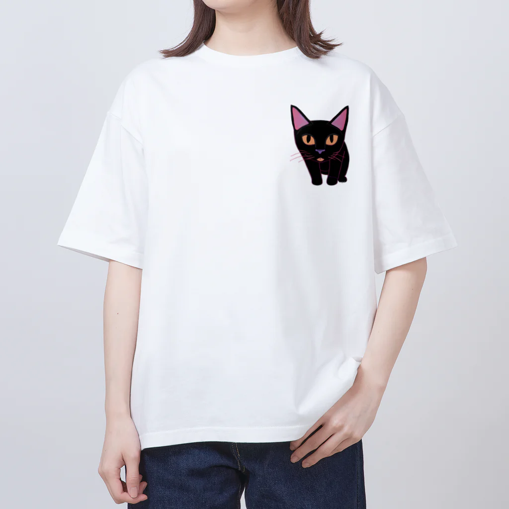 gatto solitario(物寂しげな猫)の黒猫 オーバーサイズTシャツ