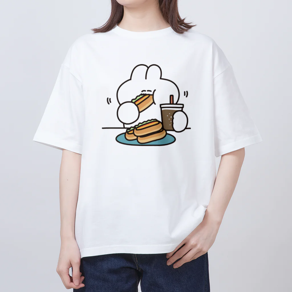 ナポリのSUZURIのホットドックとうさちゃん Oversized T-Shirt