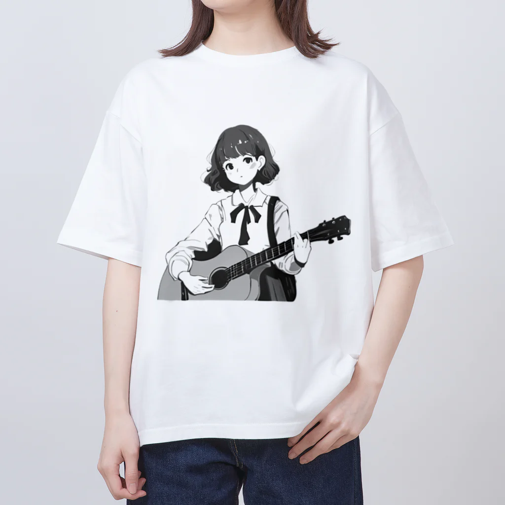 らいくん♢おしゃれ好き♢のギターを弾く女の子 オーバーサイズTシャツ