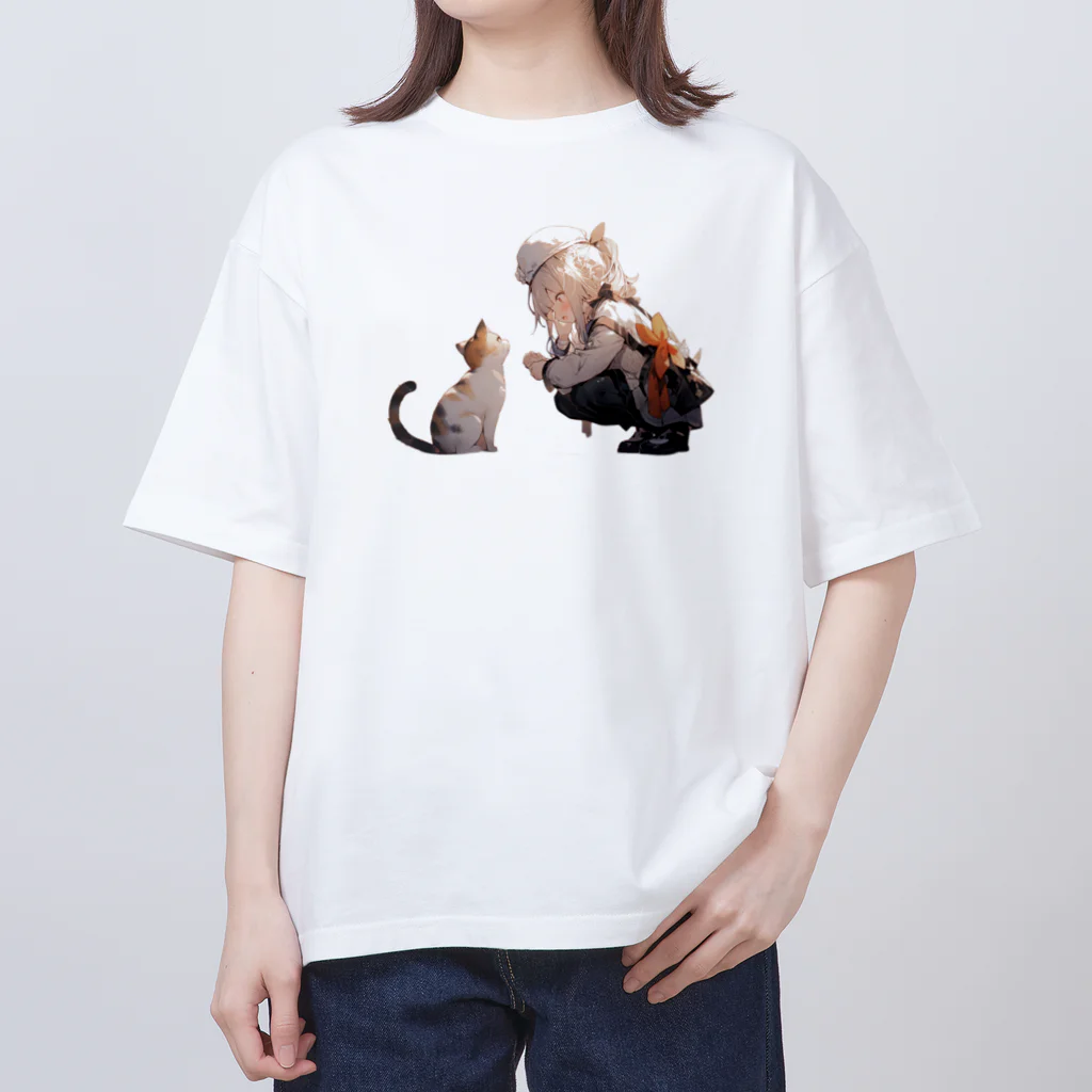 GratitudeGlow GlobalのNeko chan と　姫様 Oversized T-Shirt