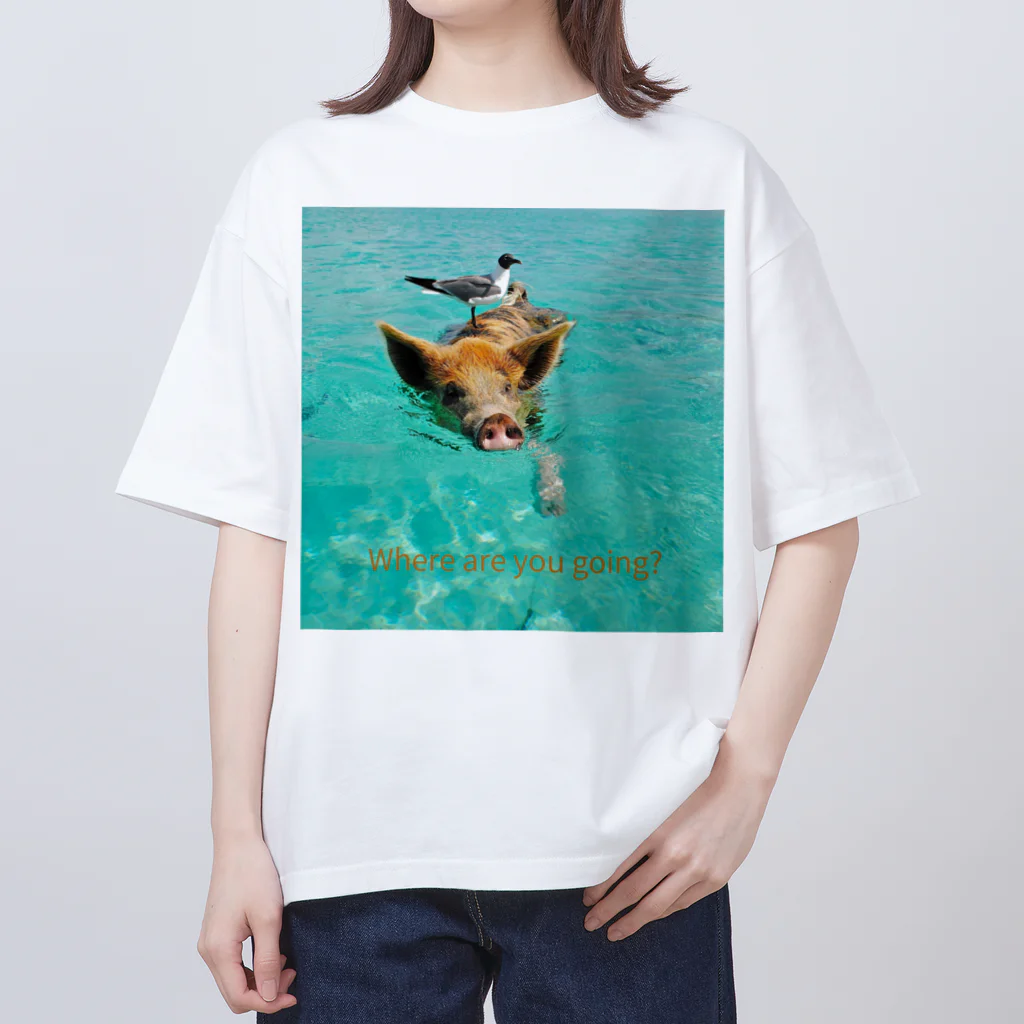 MOMOTAKAショップの海のかけら - ピグとバード Oversized T-Shirt