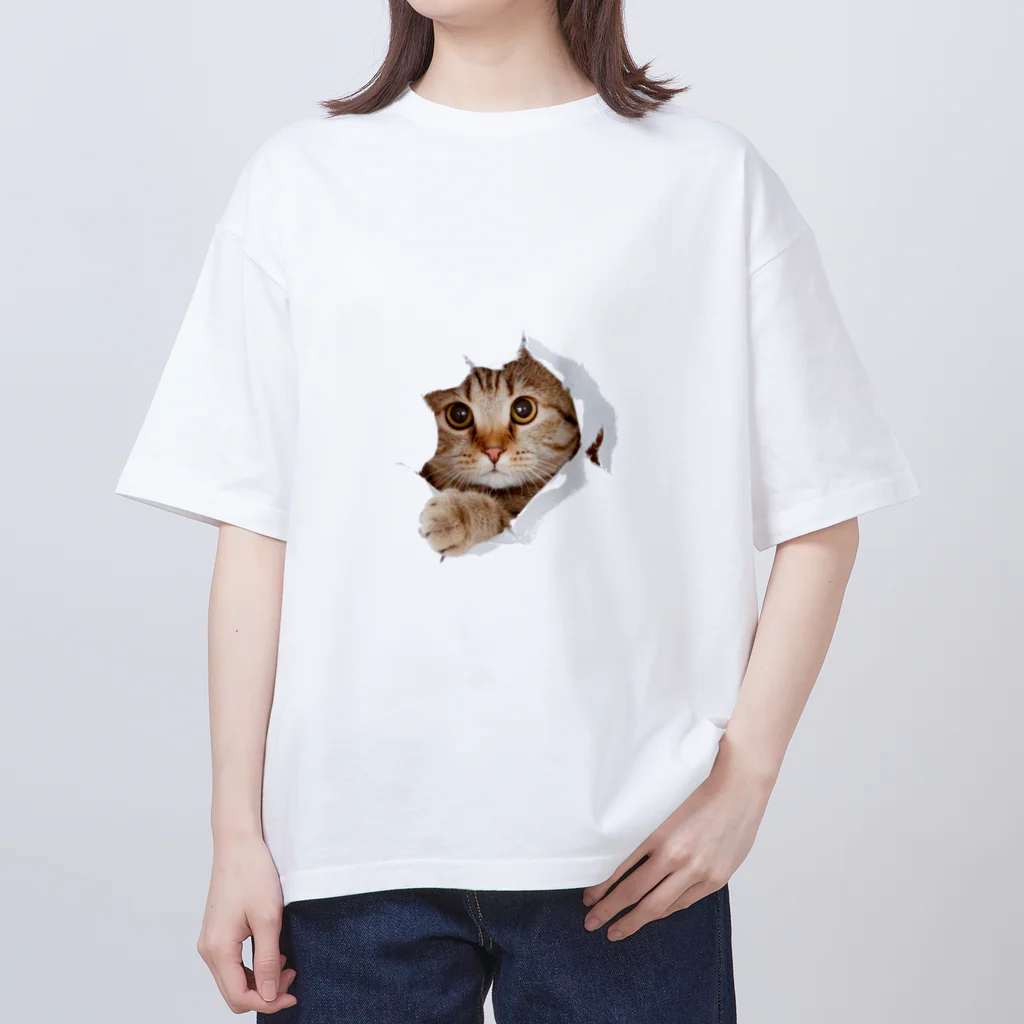 ただの猫好きのWhite Free Cute Funny Cat T-shirt Oversized T-Shirt