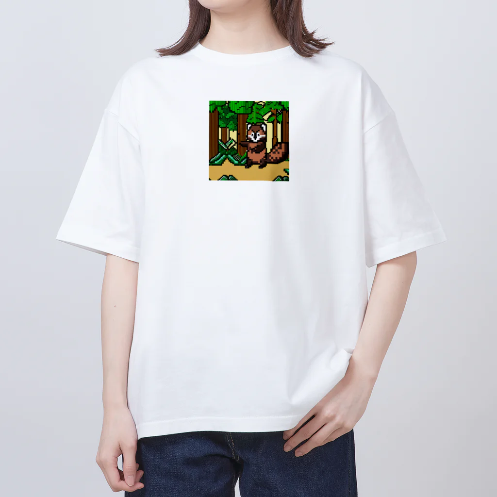 tinker_bellのぽんぽこタヌキのピクセルアドベンチャー オーバーサイズTシャツ