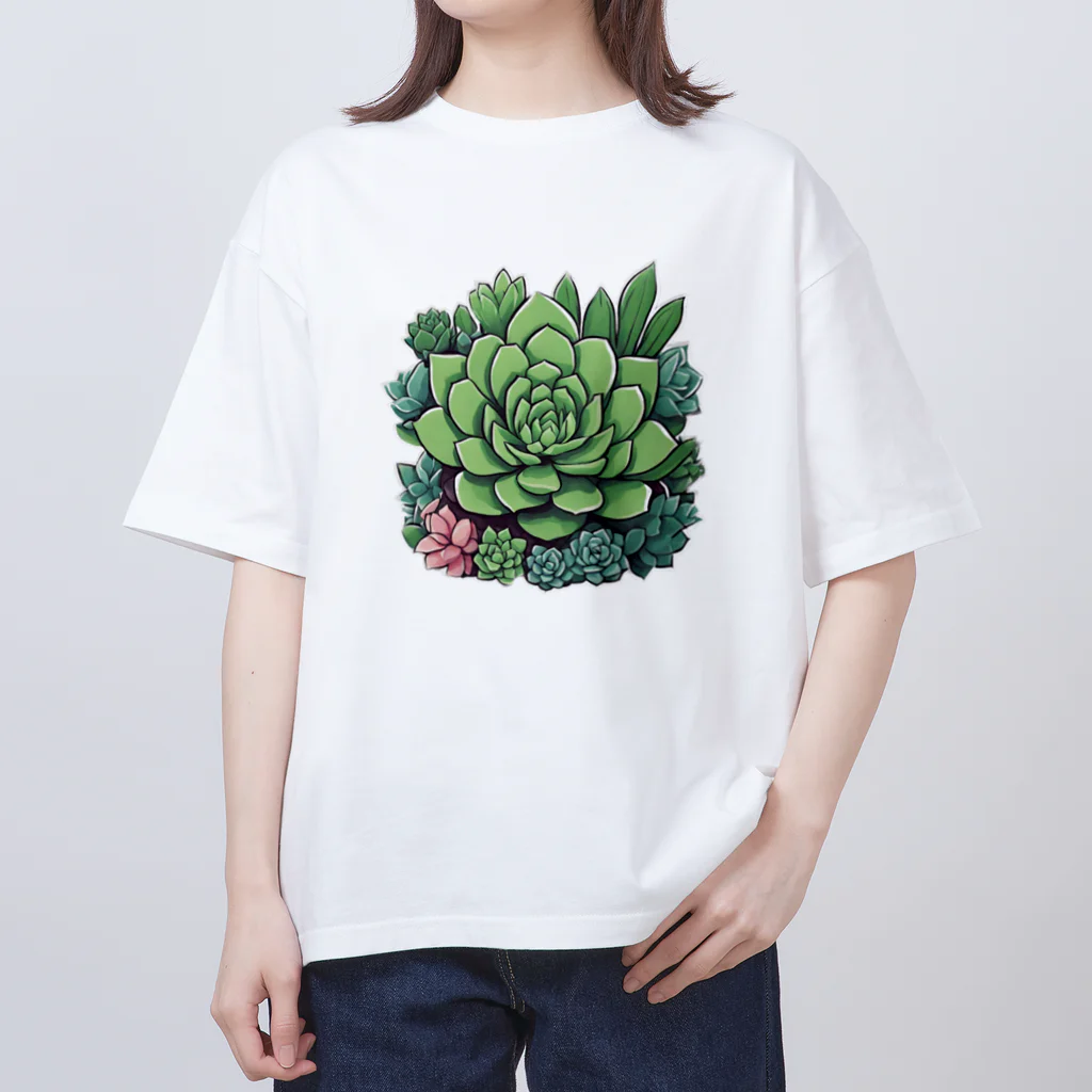 green artist のプランツパラダイス多肉 Oversized T-Shirt