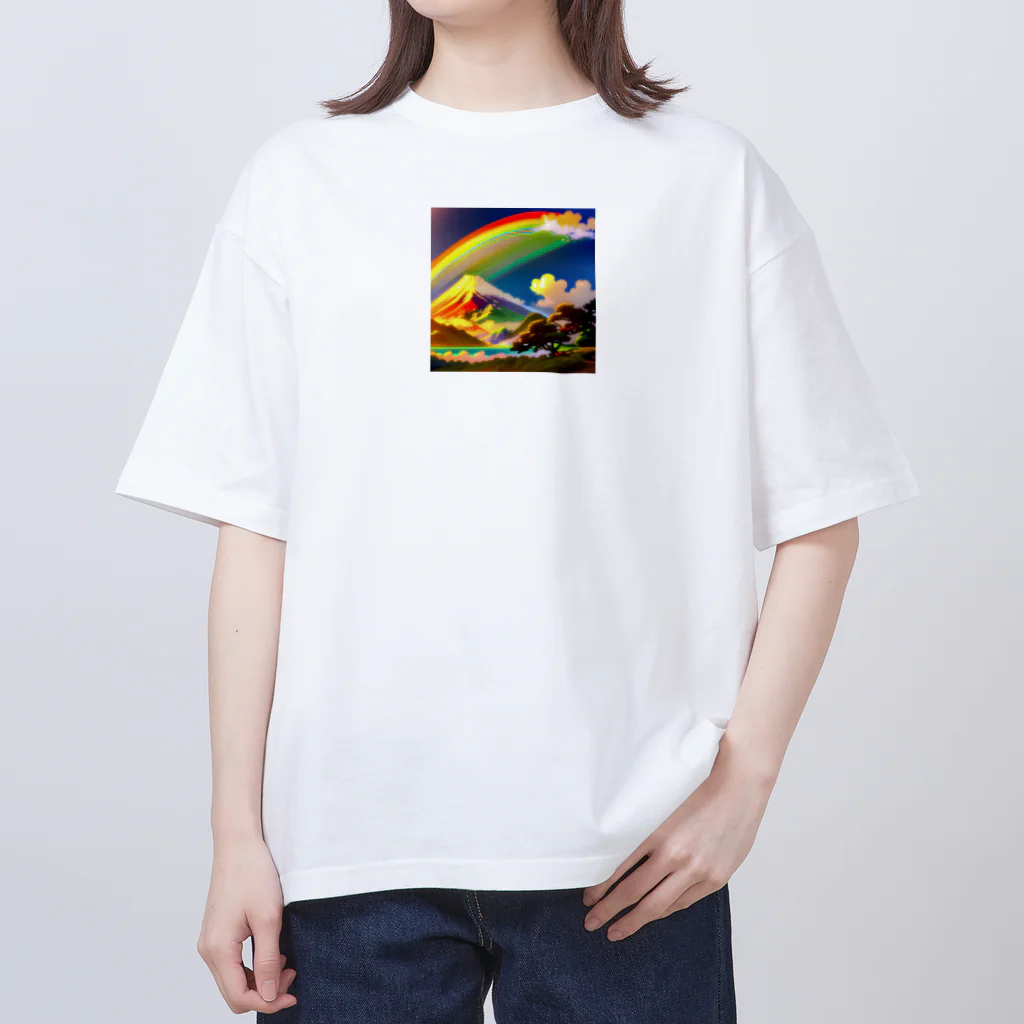 TOY PAPA SHOP の“Rainbow-colored Mount Fuji: The Gateway to a Colorful Fantasy” オーバーサイズTシャツ