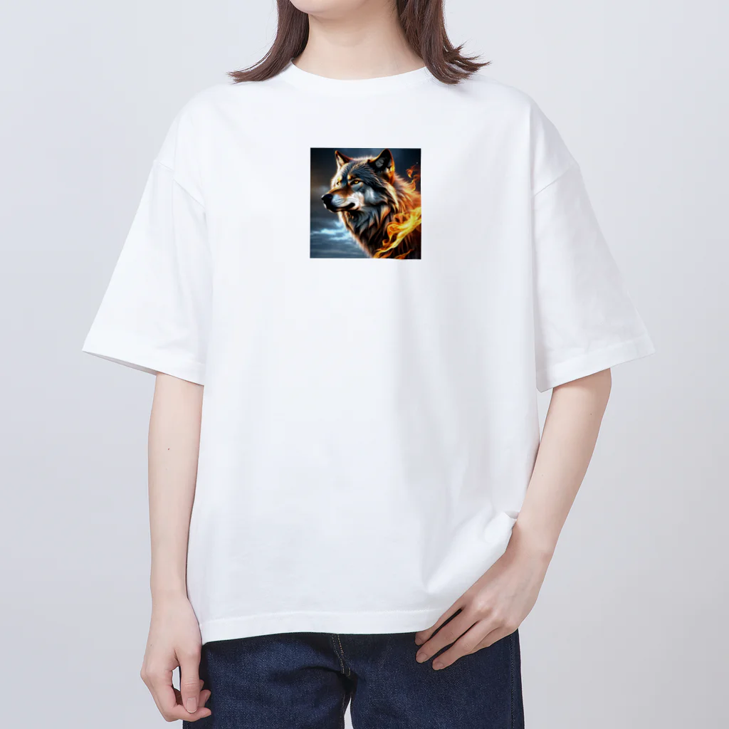 GOLAEの炎を纏う狼 オーバーサイズTシャツ