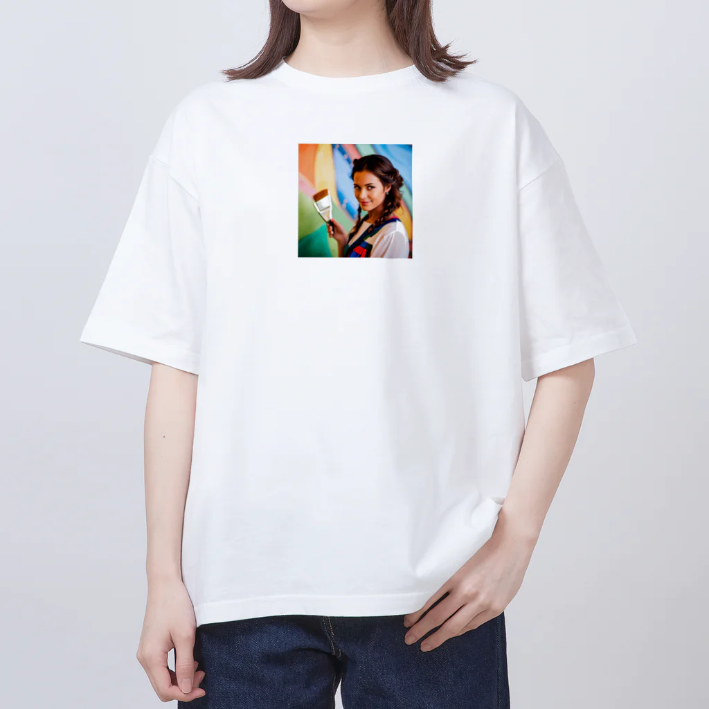 Stylishのアートな女性 オーバーサイズTシャツ