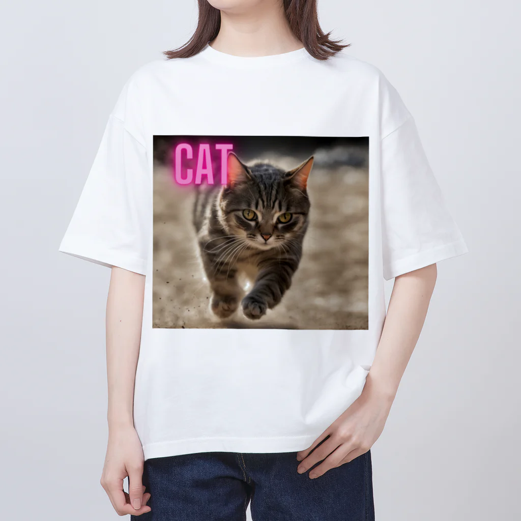 TAIYO 猫好きのピンクロゴCAT 狩猟風 オーバーサイズTシャツ