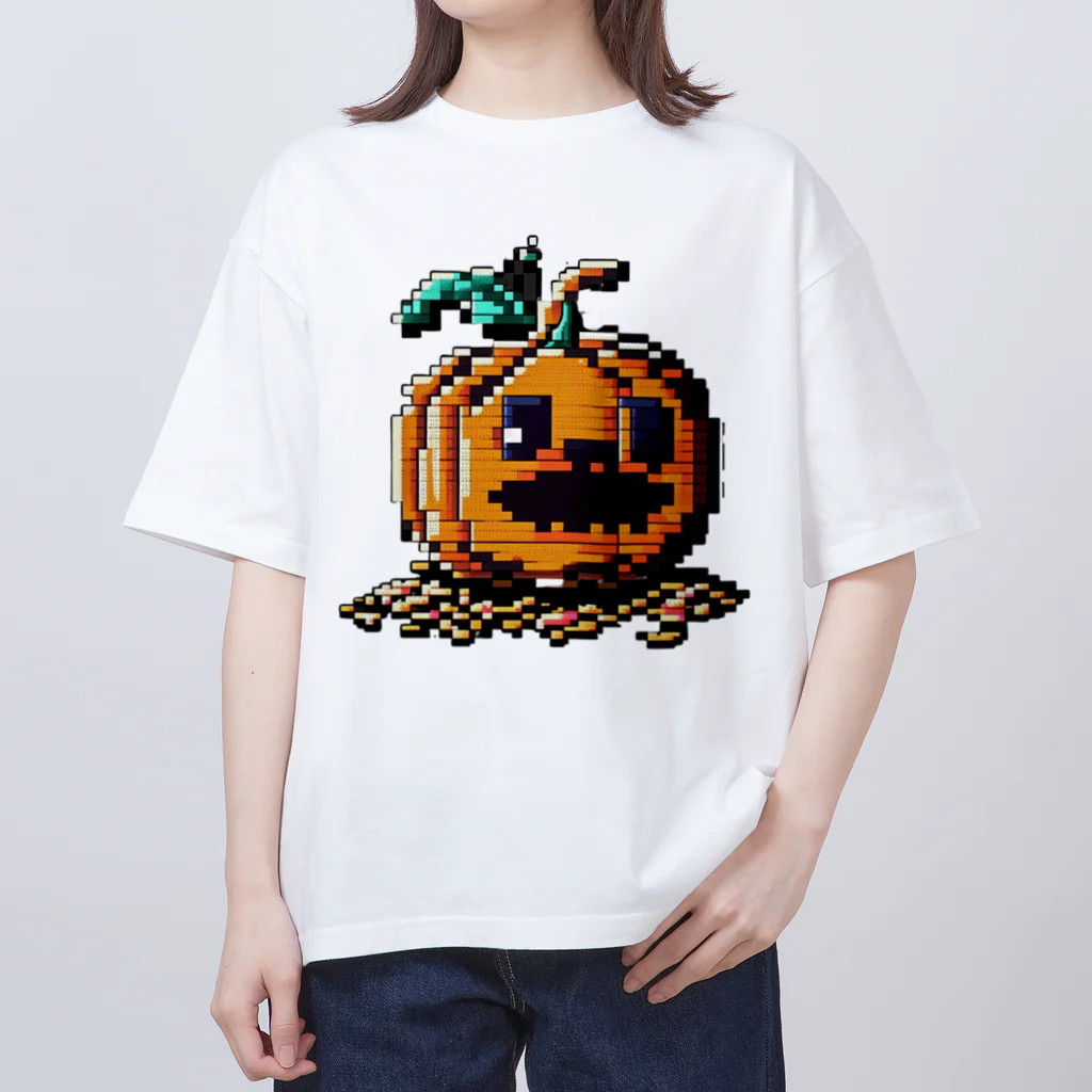 朱音琴音のドット絵のハロウィンかぼちゃのおばけ オーバーサイズTシャツ