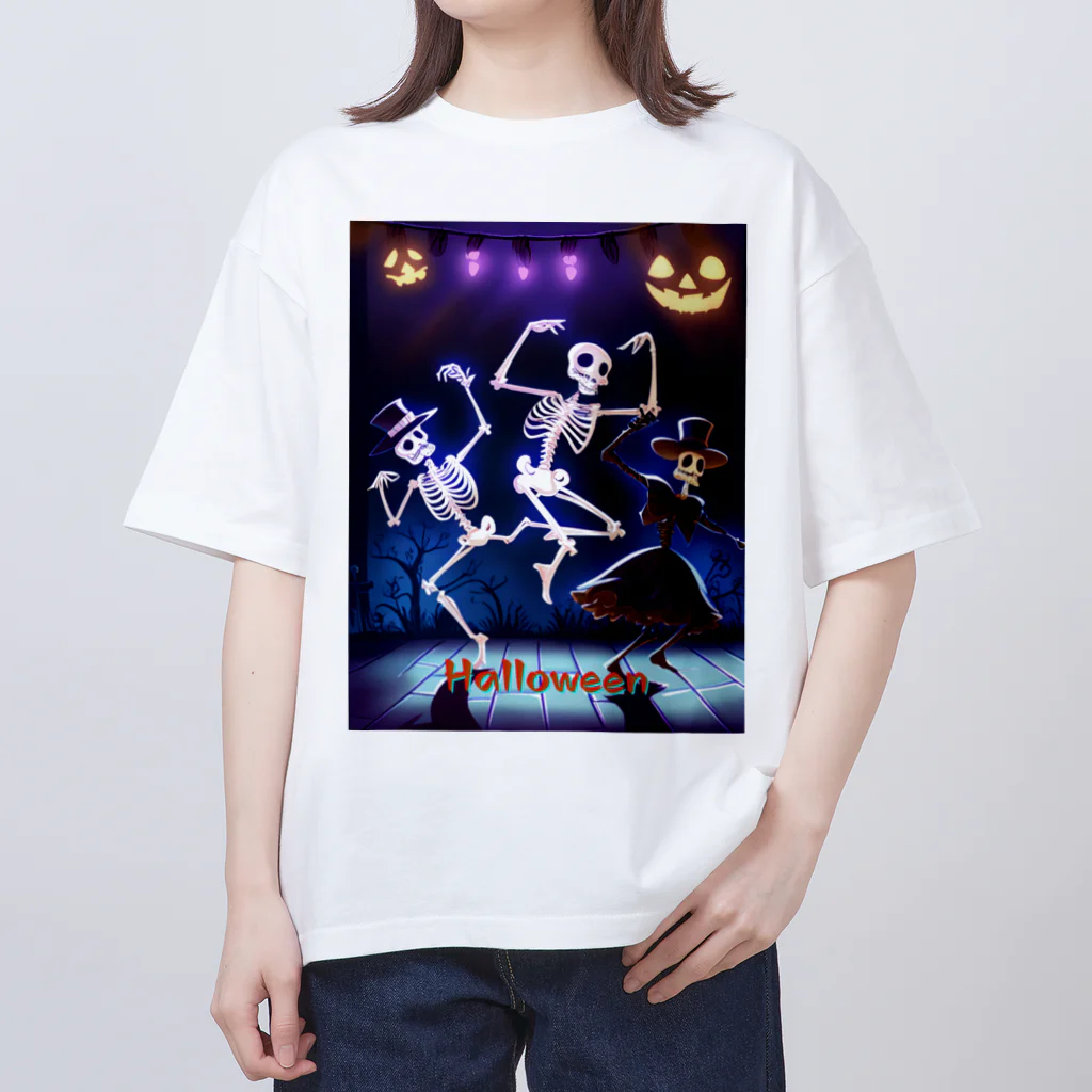 seasun011のハロウィンスケルトンダンス01-01　文字入り オーバーサイズTシャツ