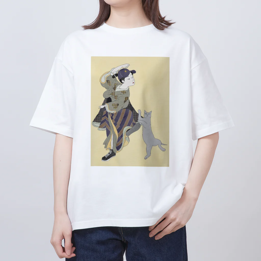 keeeeeep smilingの野球女子？ 踊るネコ Oversized T-Shirt