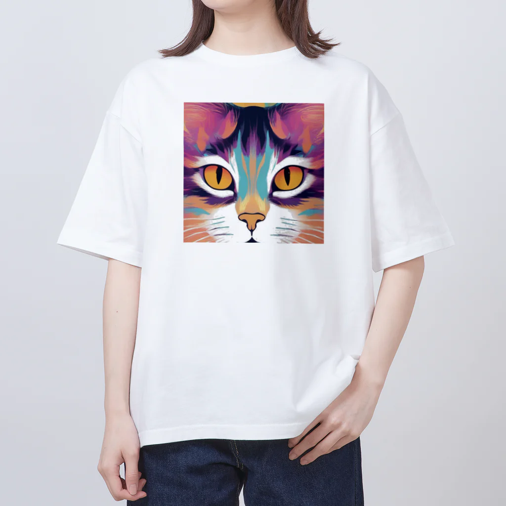 猫の憩い場のアートな猫 Oversized T-Shirt