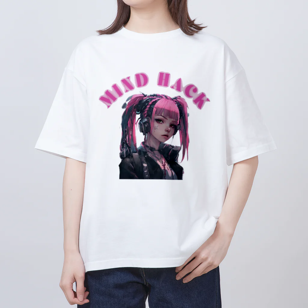 Cyber XXXのサイバーパンク少女　ツインテール オーバーサイズTシャツ