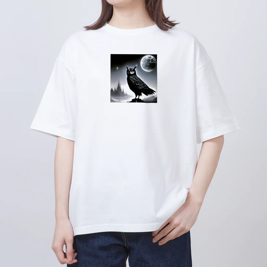 ビビりちゃんの夜の月 Oversized T-Shirt