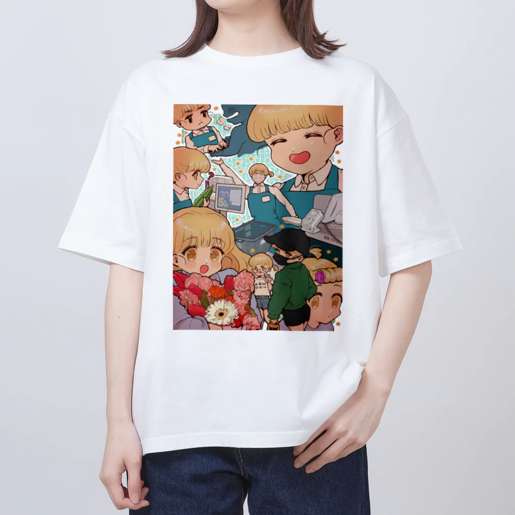 超原石のお店のスーパーのレジ係の女の子 Oversized T-Shirt