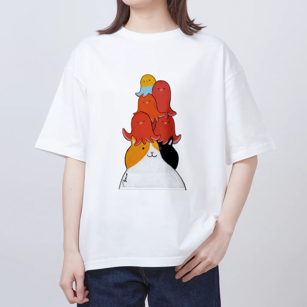 オグチヨーコの猫にタコさんウィンナーたくさん Oversized T-Shirt