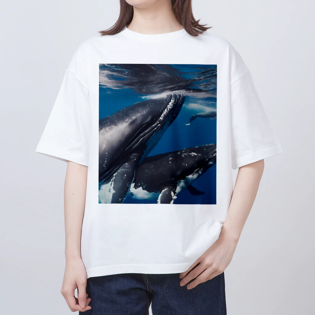 Fasterのシロナガスクジラ　親子 オーバーサイズTシャツ