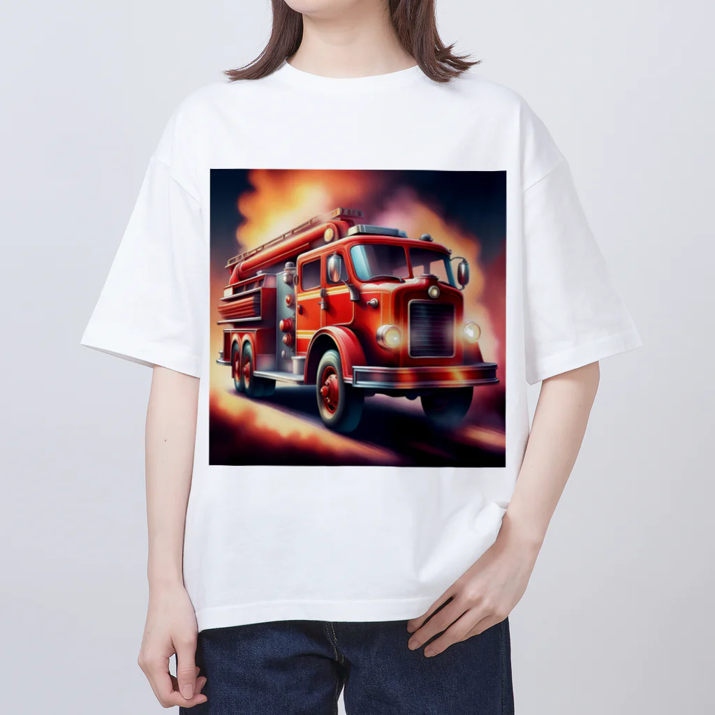 ビッグスマイルライフのレトロタンク消防車　 オーバーサイズTシャツ