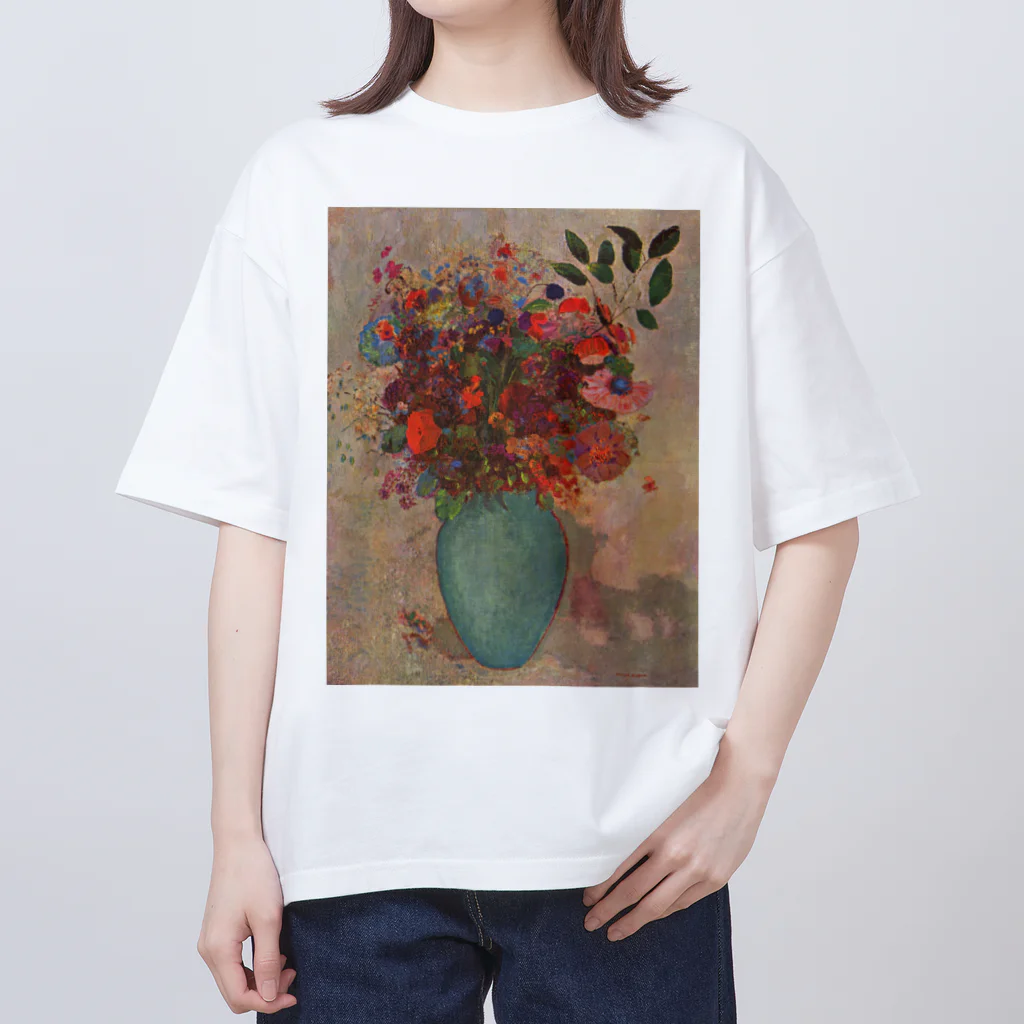 世界美術商店のトルコ石色の花瓶の花 /  The turquoise vase オーバーサイズTシャツ