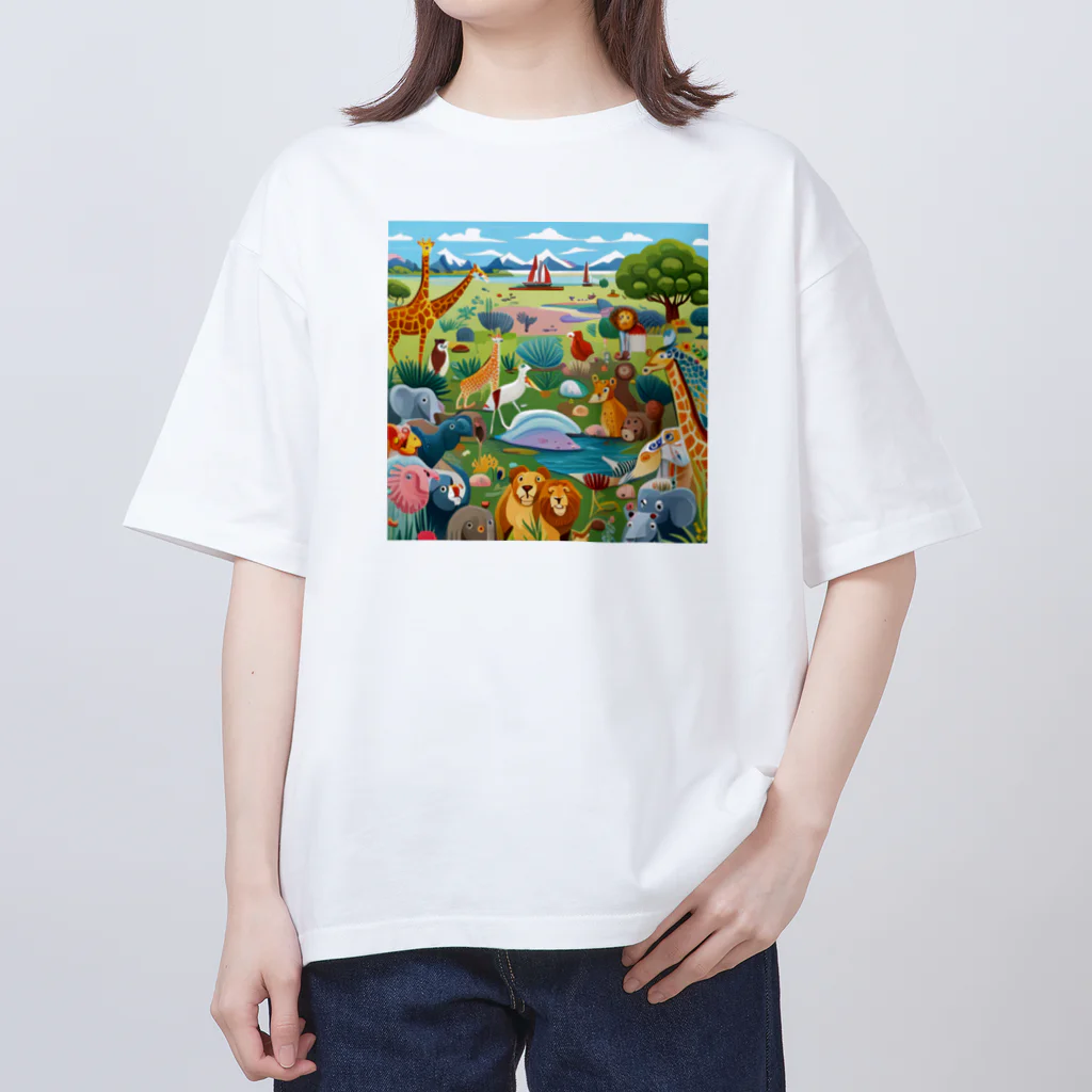 junji8000の自然の動物園 オーバーサイズTシャツ