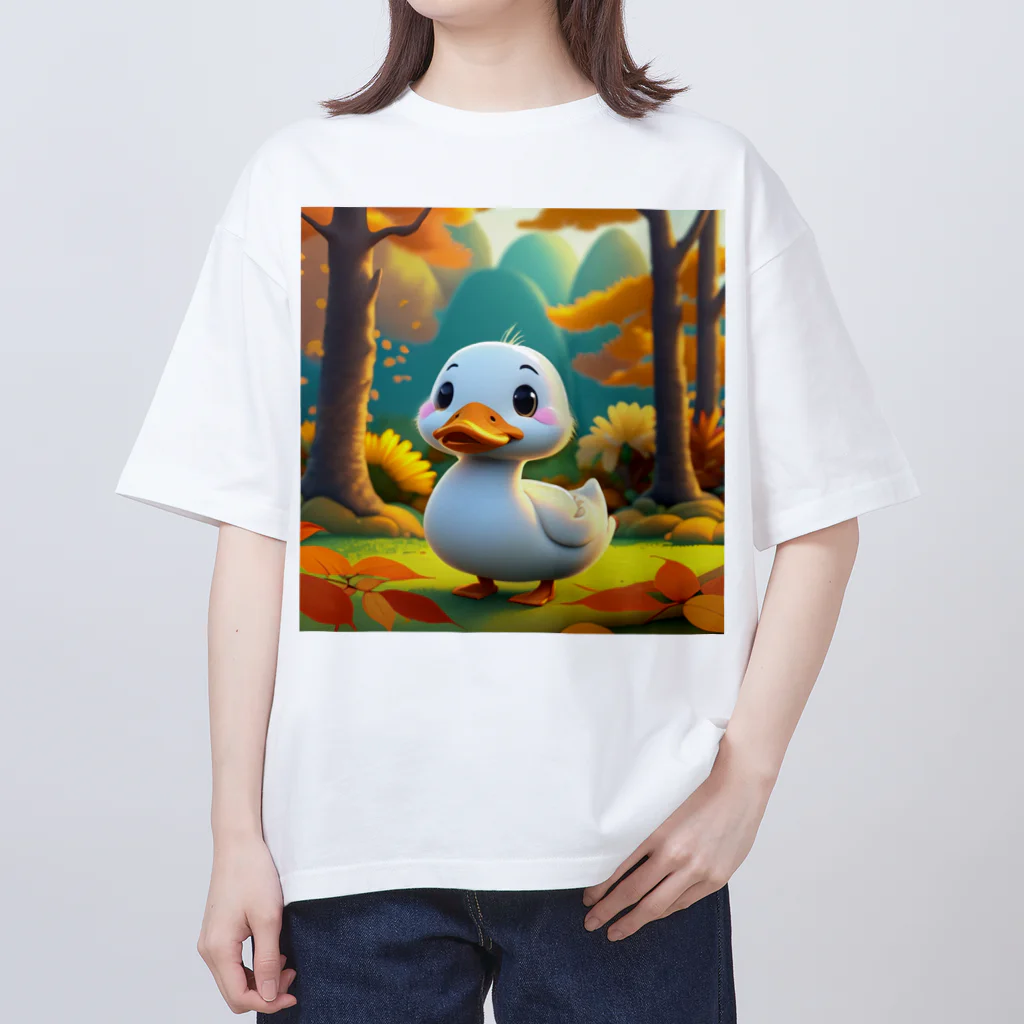 pogoryのちびアヒルと秋 オーバーサイズTシャツ