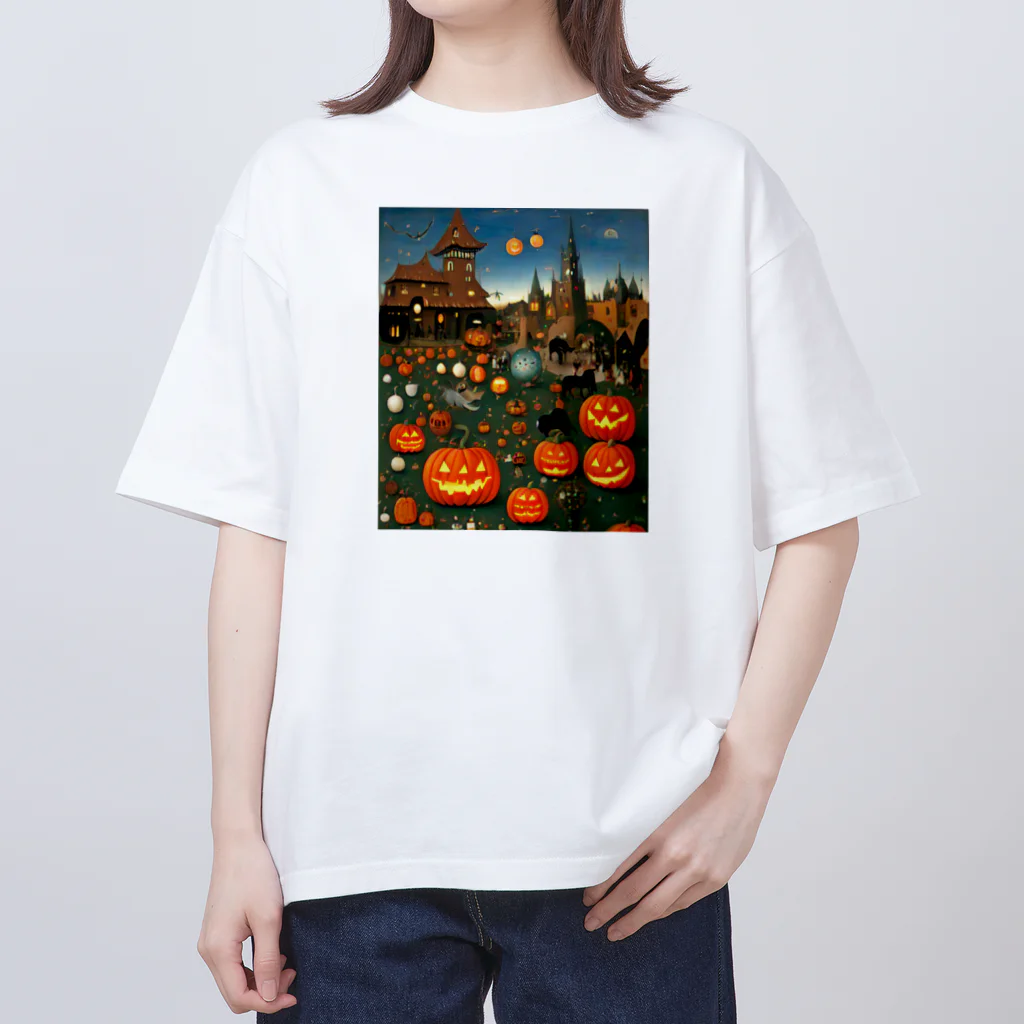 waffle2000のハロウィン風景 オーバーサイズTシャツ