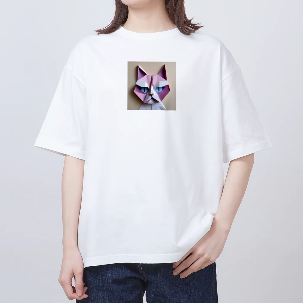 Kitabaの折り紙アニマル・ワシ猫ですねん！ オーバーサイズTシャツ