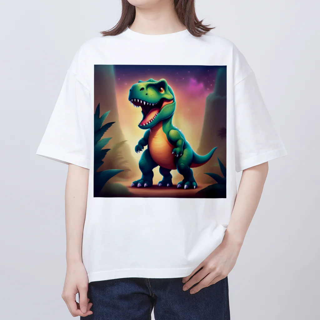 春乃遊羽アイディアイラストショップの可愛いティラノサウルス Oversized T-Shirt