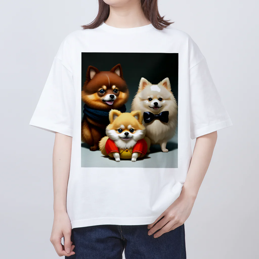 Pom-Dog'sのポメラニアンファミリー Oversized T-Shirt