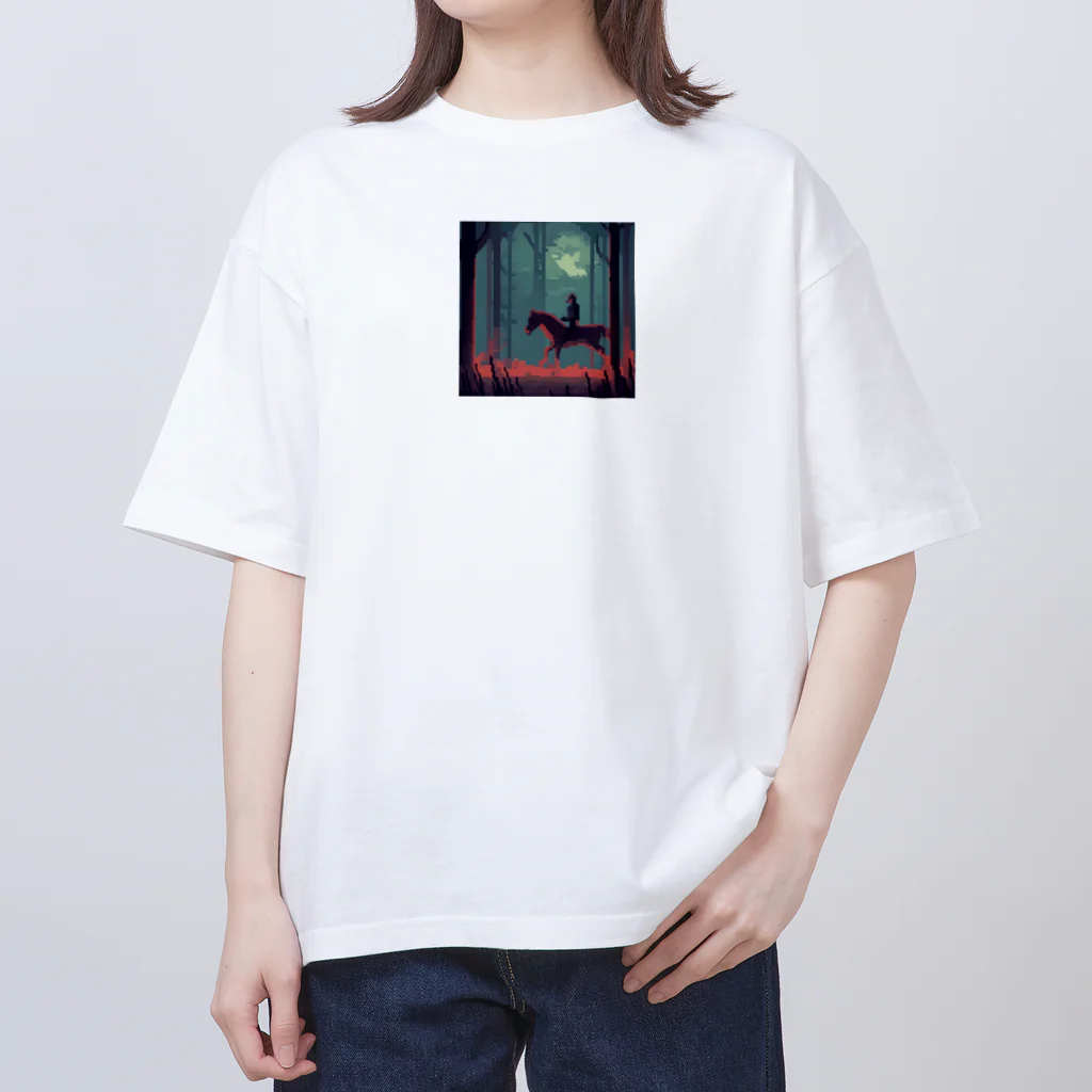 umakoiの夜の不気味な森での乗馬風景 Oversized T-Shirt