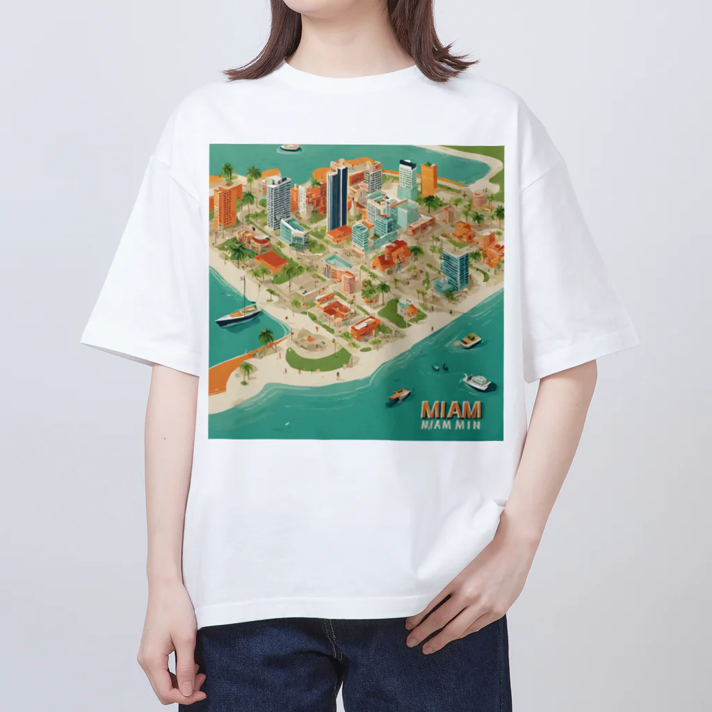 maeken work shopipのマイアミイラスト オーバーサイズTシャツ