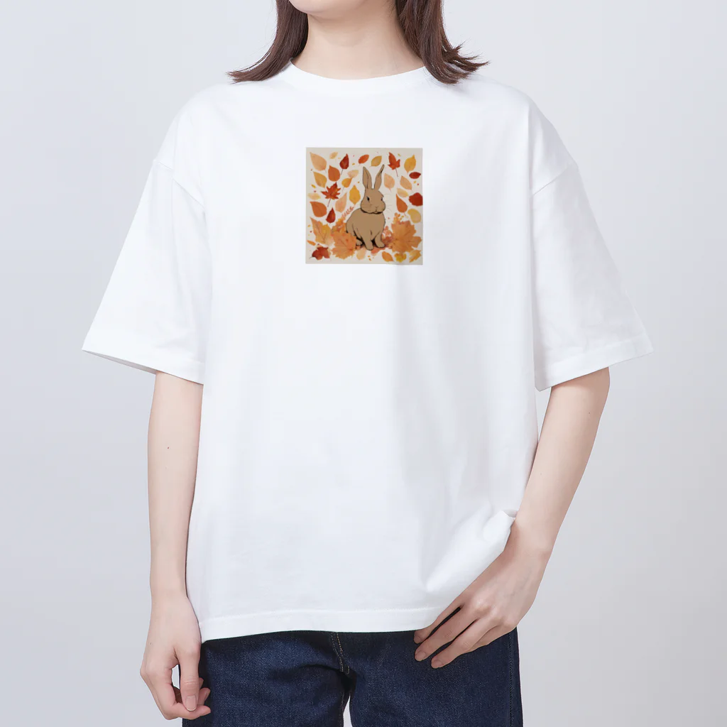 mojaの紅葉とうさぎ🐰 オーバーサイズTシャツ