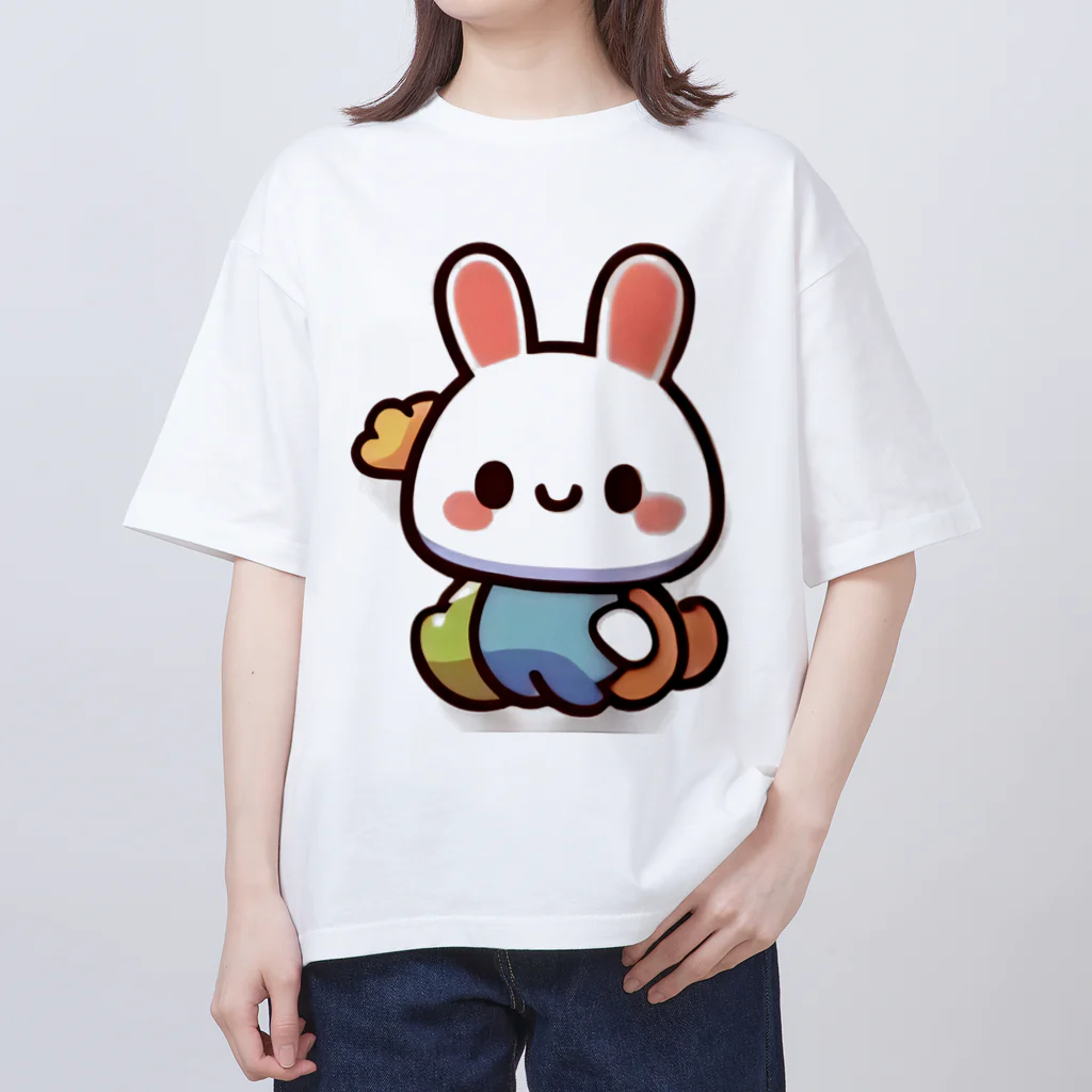 ほっこりデザインスタジオのふわふわうさぎのおやすみグッズ オーバーサイズTシャツ