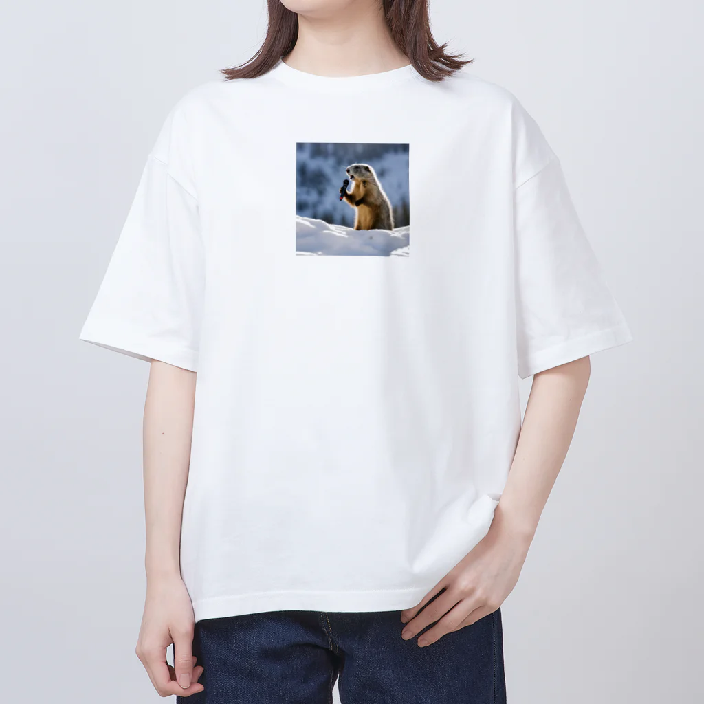 tonsoku13の歌うマーモット オーバーサイズTシャツ