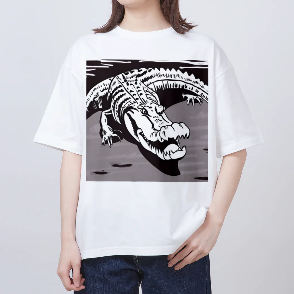 デイリーニューアイテムストアの少しだけ可愛いワニさん Oversized T-Shirt