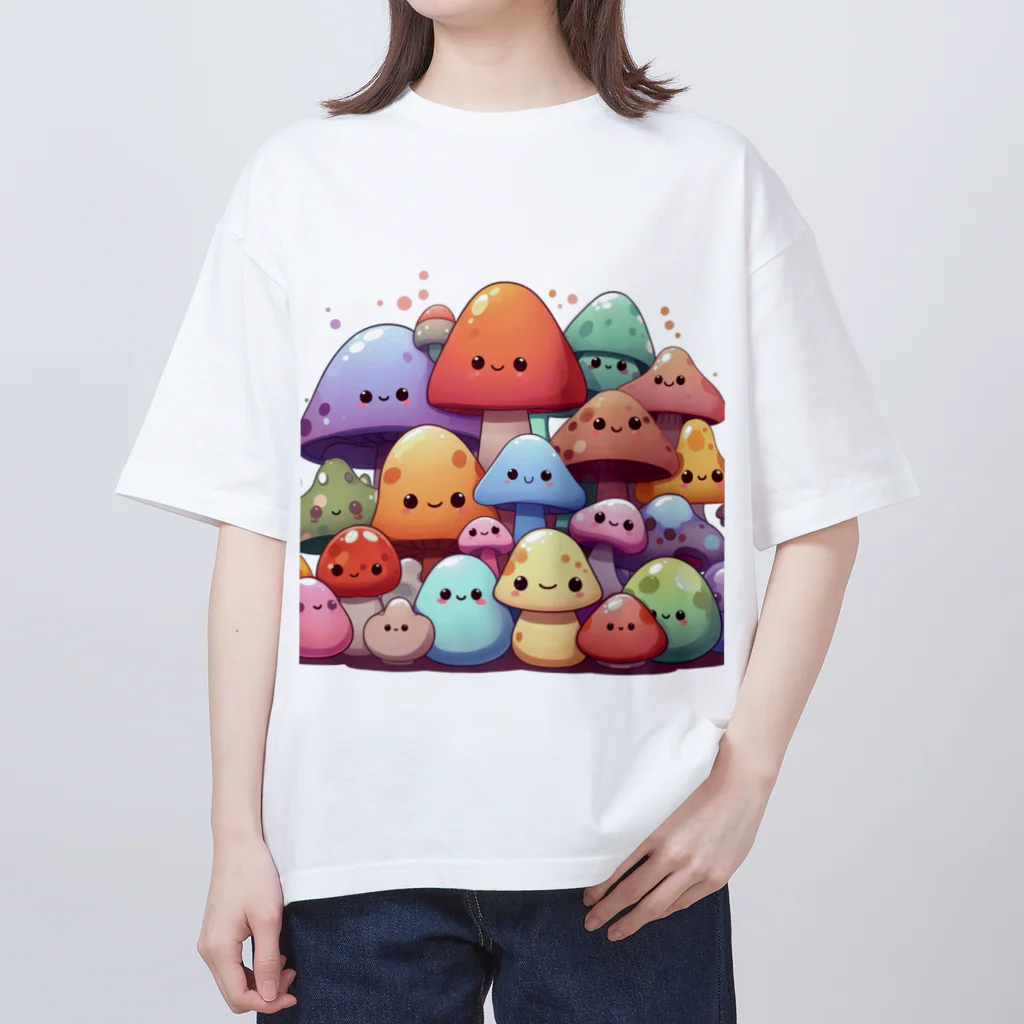 nipachamaのはみだしきのこちゃん オーバーサイズTシャツ