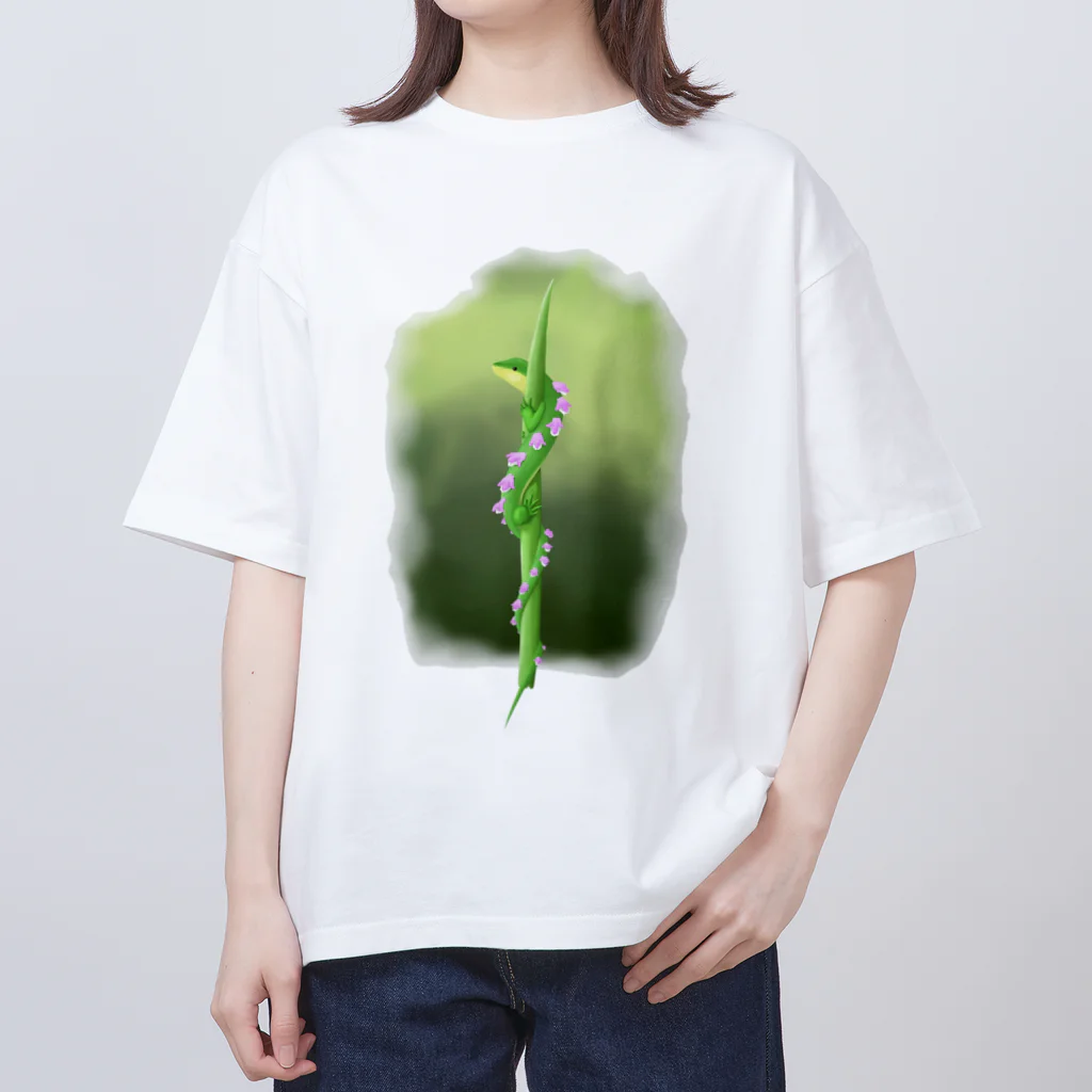 月笛亭のネジバナトカゲ オーバーサイズTシャツ