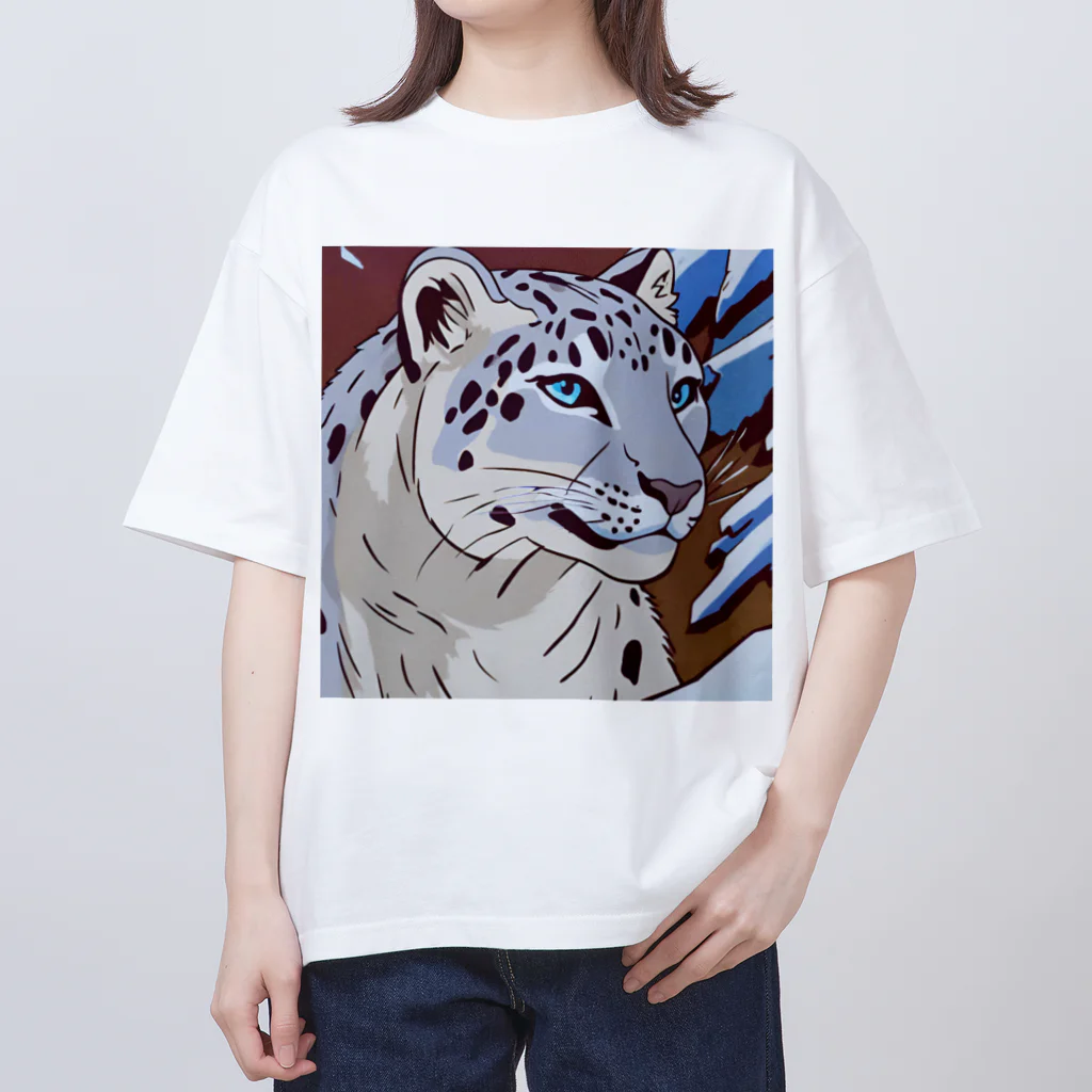 アニマルデザインの息を潜めるユキヒョウ オーバーサイズTシャツ