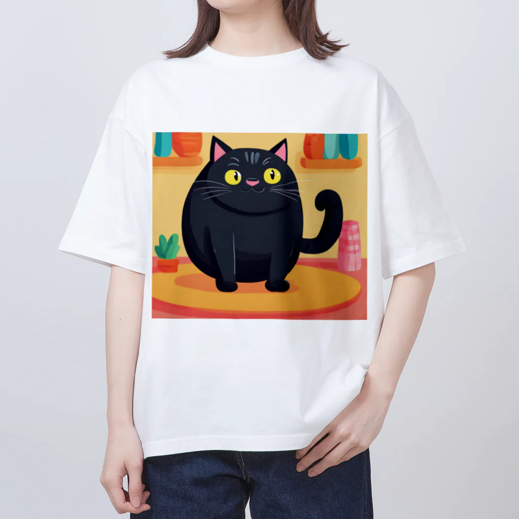 あにぽよのぽて黒猫 オーバーサイズTシャツ