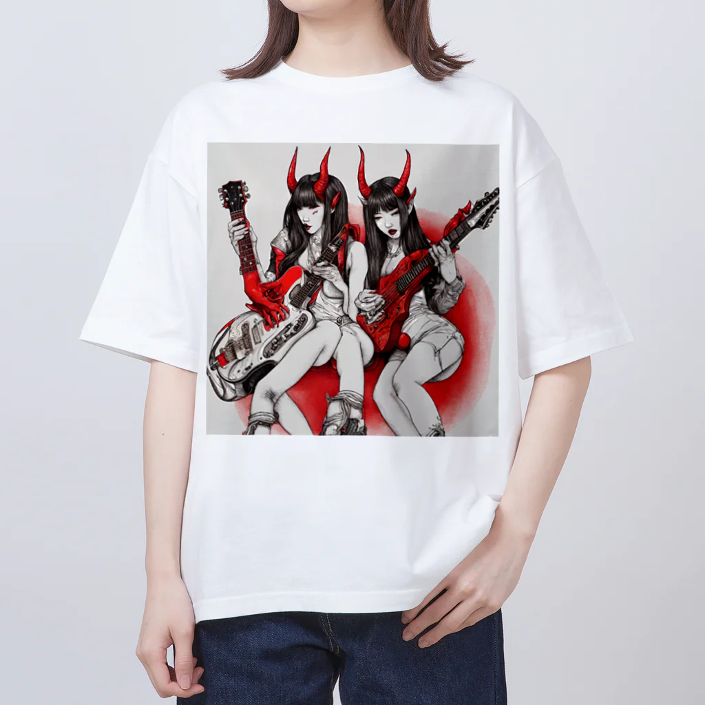 HELLOの赤デビル女ダ・ゾーン Oversized T-Shirt