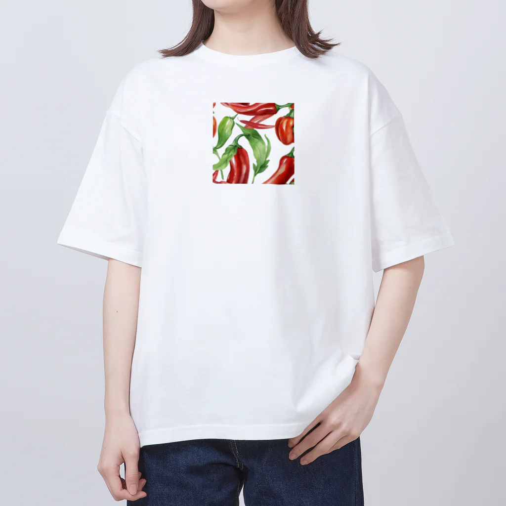 haiiichan♪の水彩グラフィック　チリペッパー オーバーサイズTシャツ