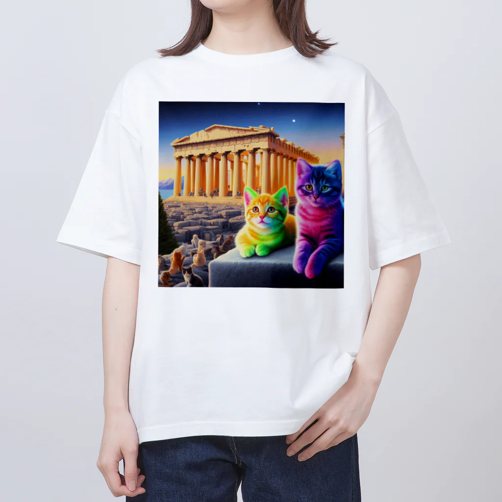 ニャーちゃんショップのパルテノン神殿のキャッツ Oversized T-Shirt