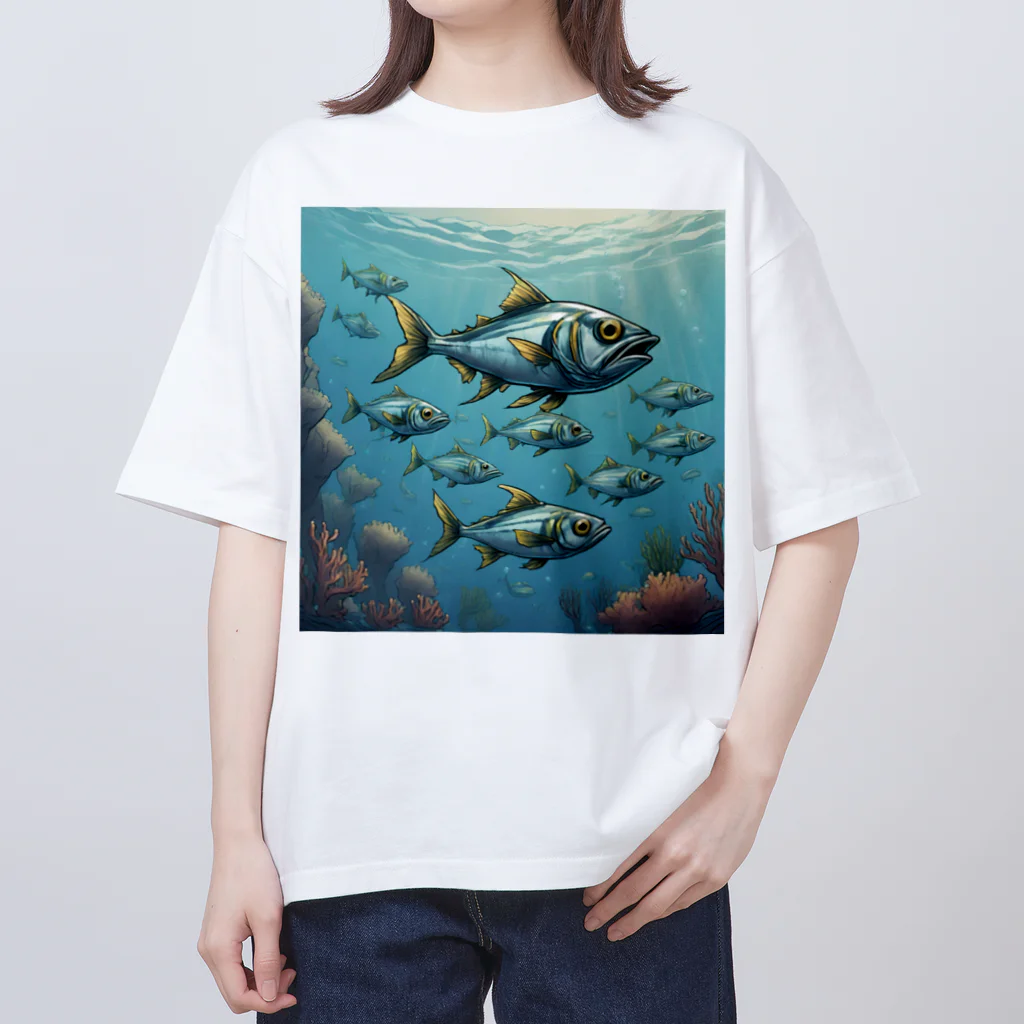 OI-ARTの海中の魚群 オーバーサイズTシャツ