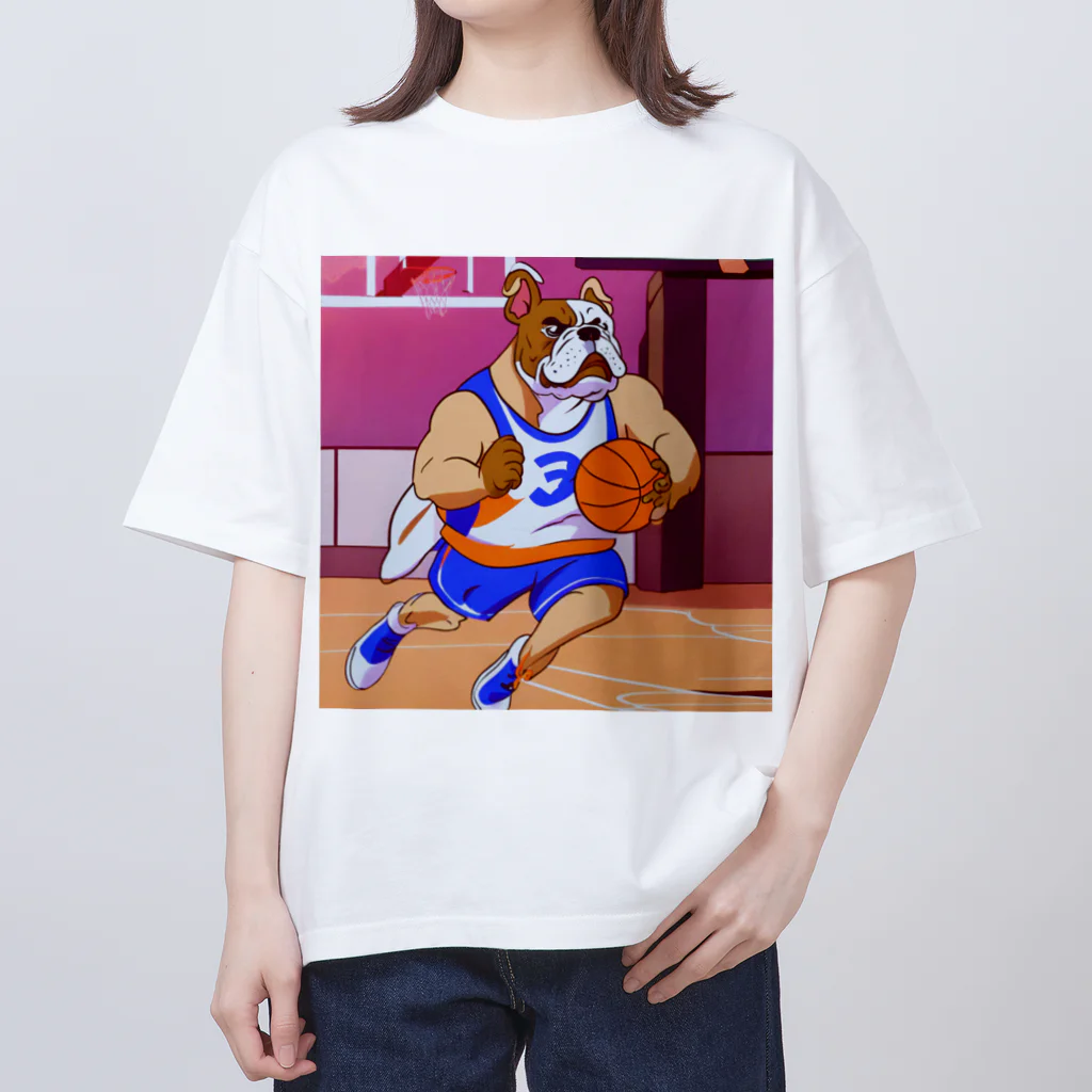 アニマルデザインのバスケットボールプレイヤーブル オーバーサイズTシャツ