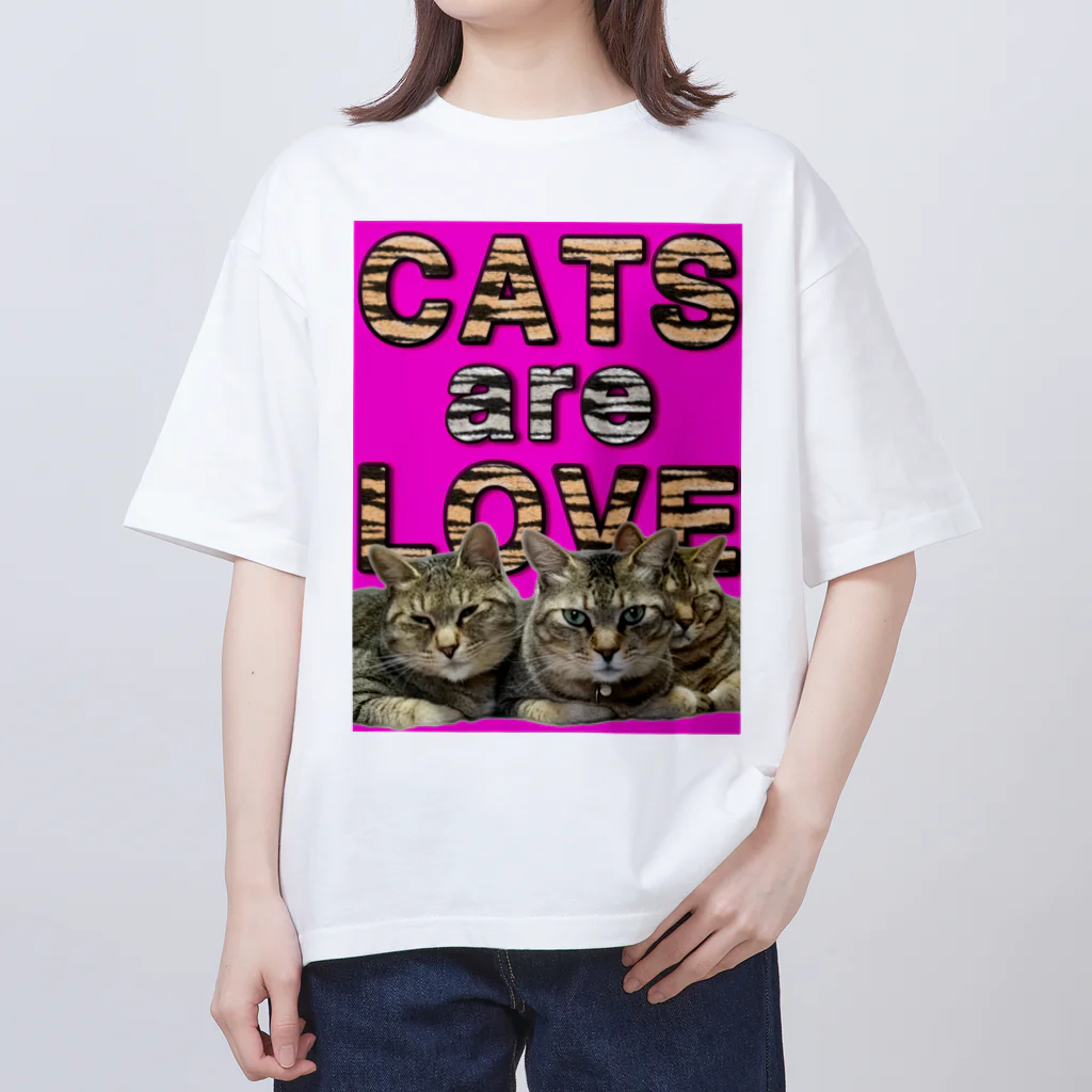 catsdogssweetのCATS are LOVE Oversized T-Shirt