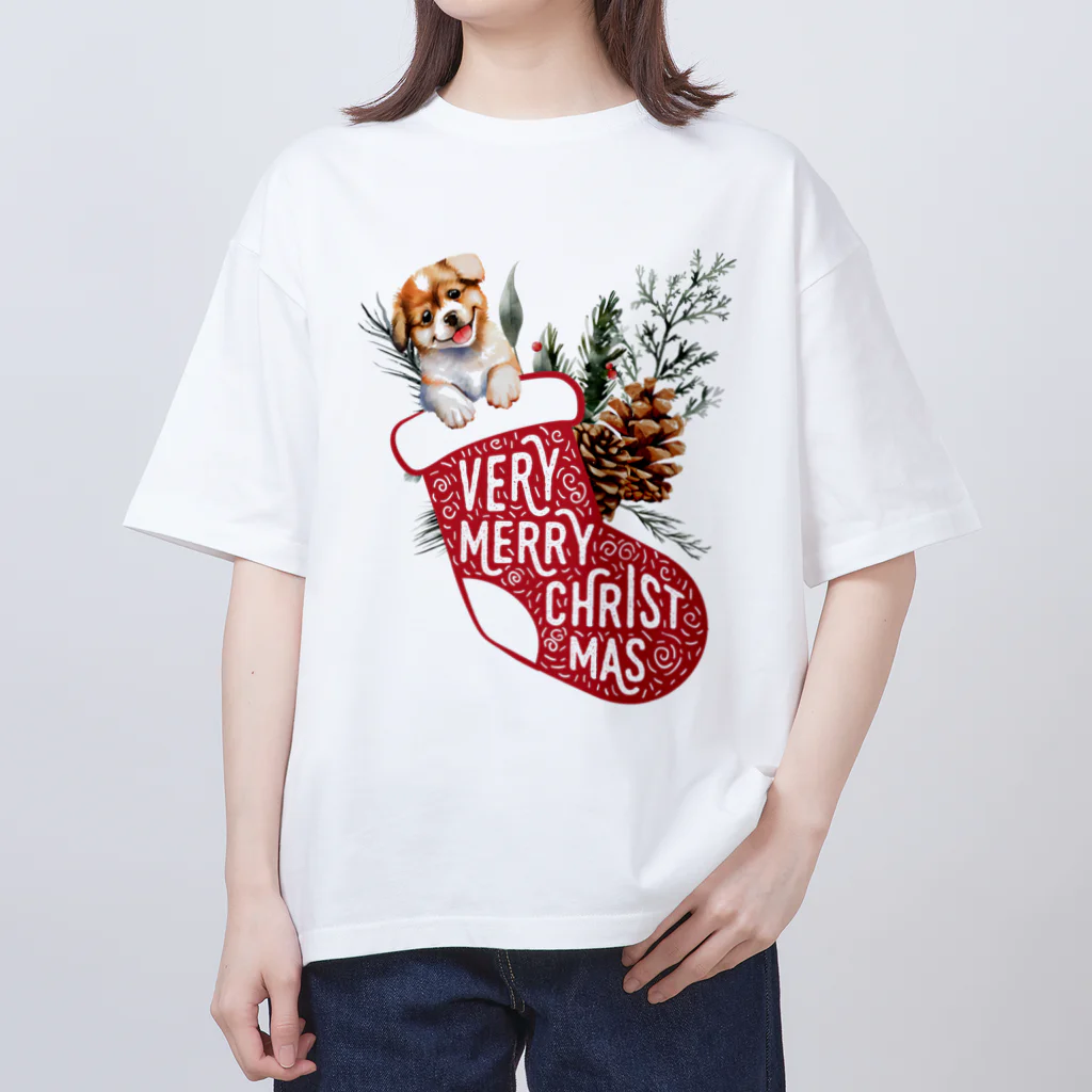 わんだーぱうだーのわんちゃんとクリスマス オーバーサイズTシャツ